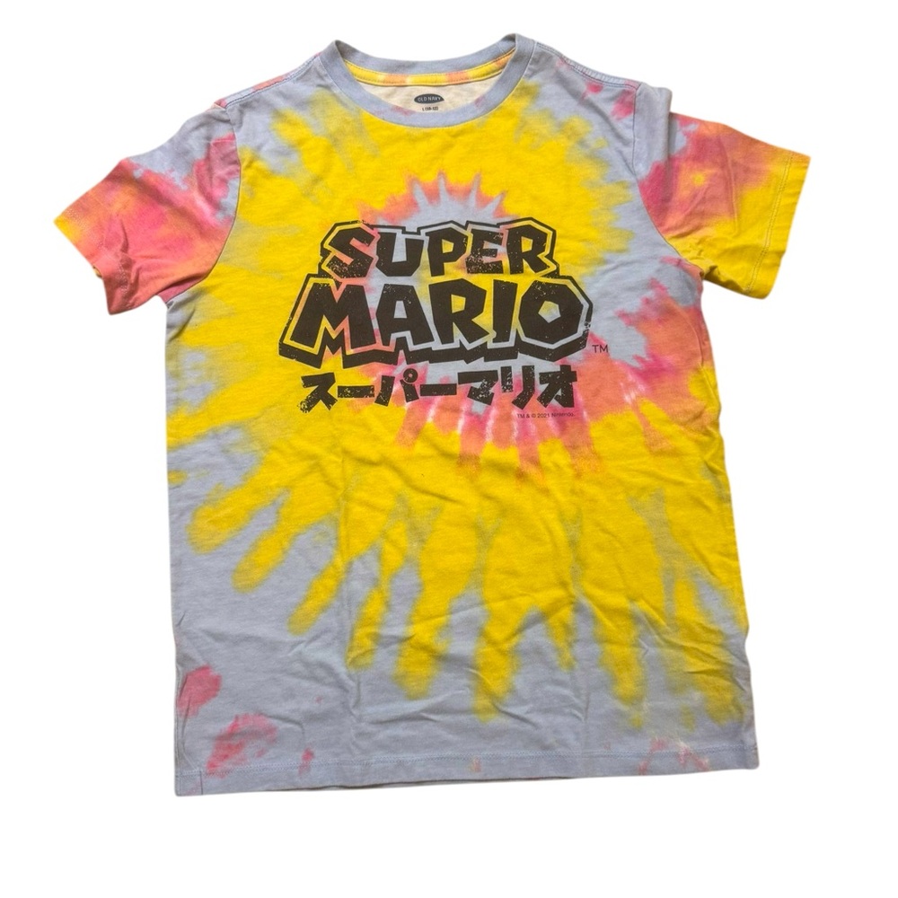 Old Navy Super Mario Tie-Dye Tee - Yellow Blue and Pink